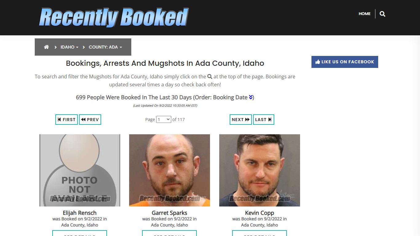 Recent bookings, Arrests, Mugshots in Ada County, Idaho - Recently Booked